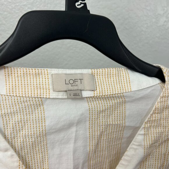 Loft Striped Flutter Sleeve True Wrap Blouse Side Tie - Picture 9 of 11